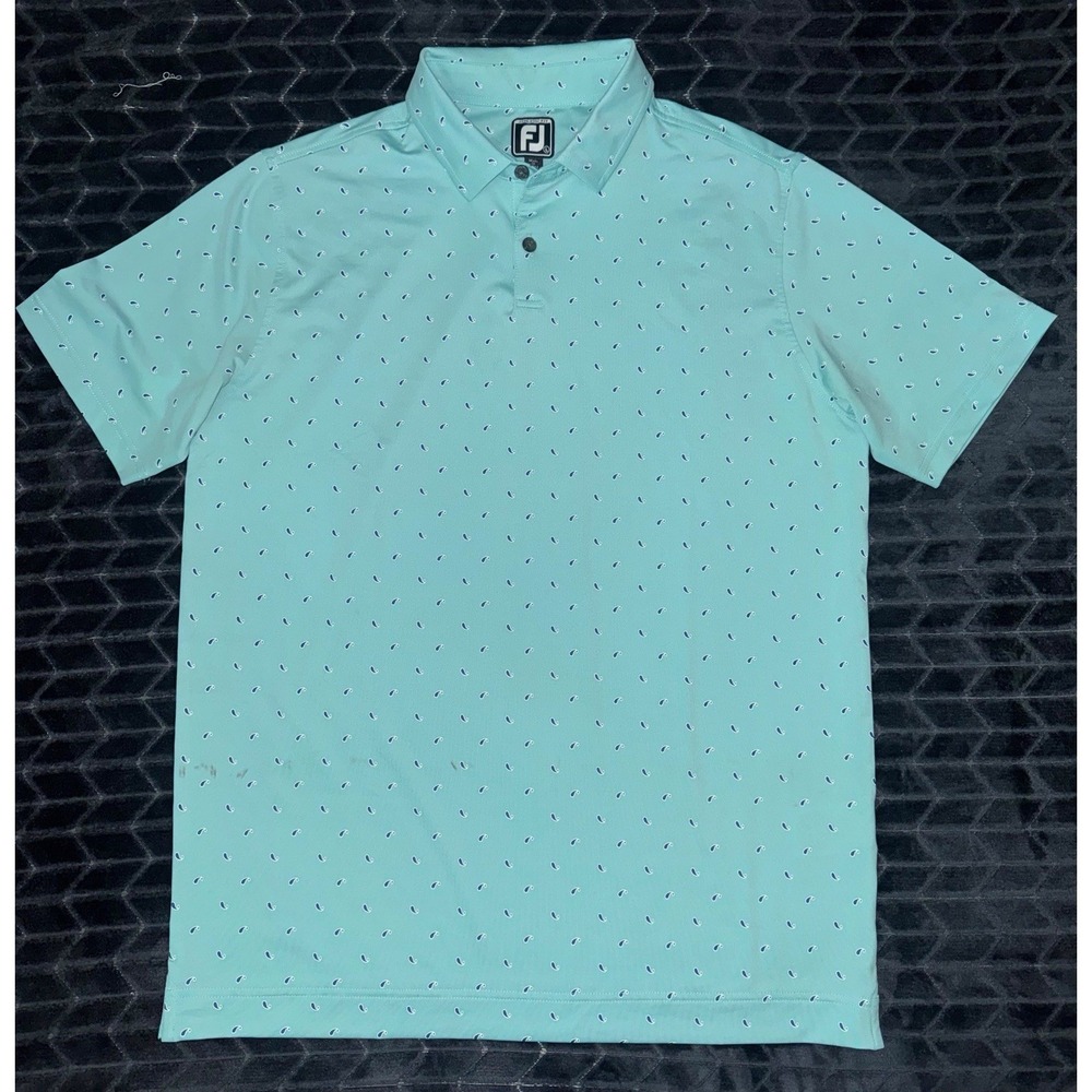 FootJoy Polo Shirt Mens Blue Hole in One Athletic Fit Performance Golf Size L